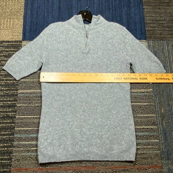 ADRIENNE VITTADINI Cashmere Womens LARGE Sweater Short Sleeve Gray Shirt Zip Up - Picture 7 of 11
